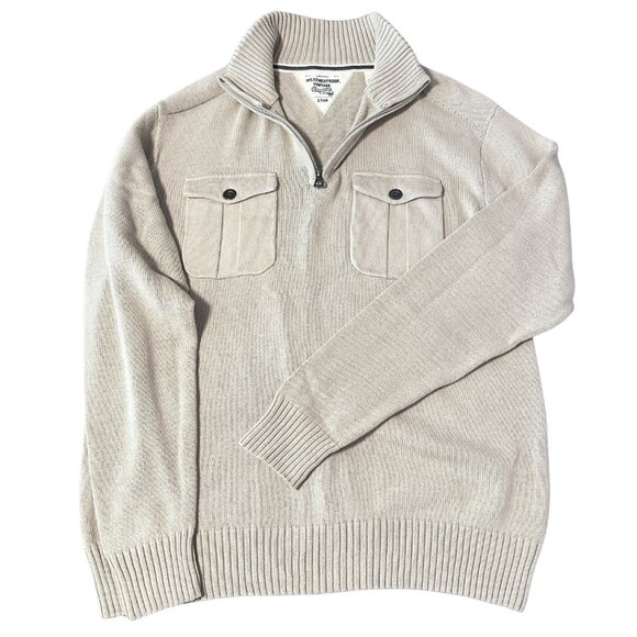 Weatherproof Vintage Fishermans Sweater Mens M Quarter Zip Cotton Knit Outdoor - Picture 1 of 10